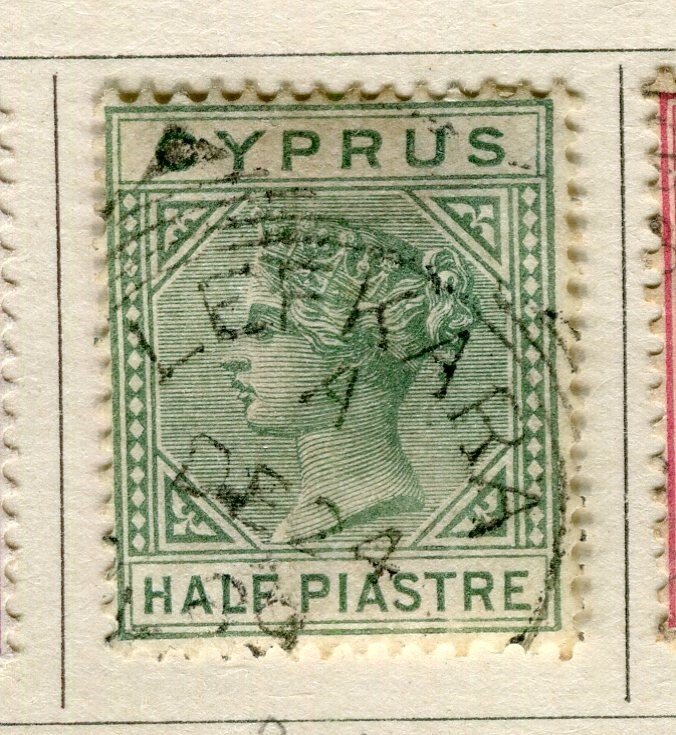 CYPRUS; 1882 early classic QV issue fine used 1/2Pi. value LEFKARA Postmark