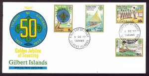 GILBERT ISLANDS SC#304-307 GOLDEN JUBILEE OF SCOUTING (1977) FDC