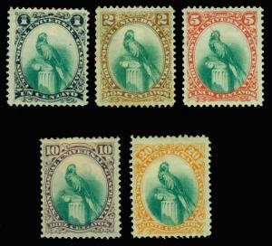 GUATEMALA 1881  Quetzal  set  Scott # 21-25 mint MH