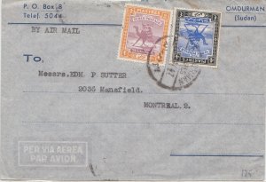 SUDAN cover postmarked Omdurman, 26 May 1947 - to Montreal -  Camels