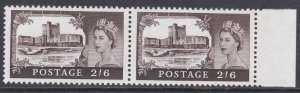 Sg 595ac 2/6 Chalky Paper Castles  Re-entry R8/4 Pair of stamps UNMOUNTED MINT