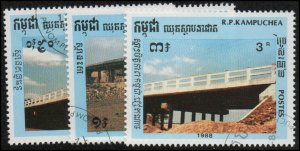 Cambodia 915-17 - Cto - Bridges (Cpl) (1989) (cv $2.05)