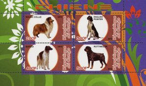 Dog Stamp Domestic Animal Pet Collie Rottweiler Souvenir Sheet of 4 Stamps MNH