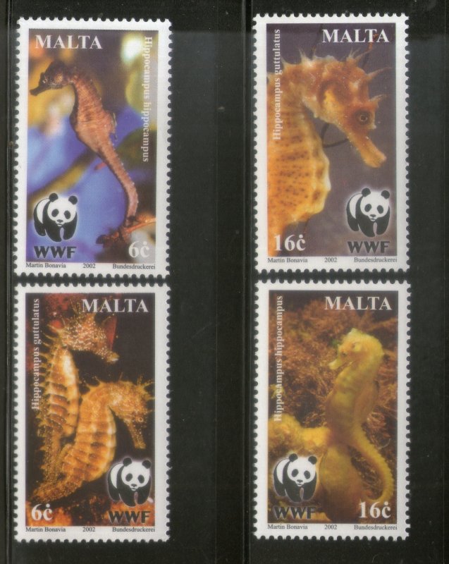 Malta 2002 WWF Mediterranean Seahorses Fishes Marine Life Animal Sc 1071 MNH 301