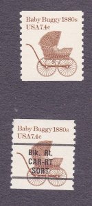 Single 7.4c Baby Buggy US #1902, 1902a US MNH F-VF Single Lot (2)