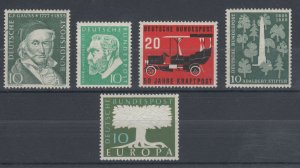 Germany Sc 725/772A MNH. 1955-1957 issues, 5 cplt sets VF