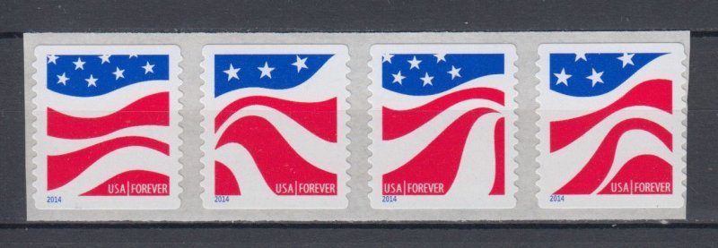 (F) USA #4897a   Red White Blue Strip of 4 Forever Stamps MNH