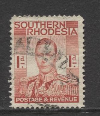 Southern Rhodesia- Scott 43 - KGVI - Definitive -1937 - FU- Single 1d Stamp