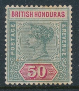 British Honduras 1898 SG 62 Green & Carmine Mint Hinged Wmk Crown CA