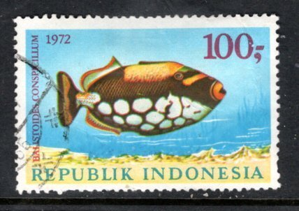 INDONESIA 836 Spotted triggerfish Highest value in set of 3 SCV $5