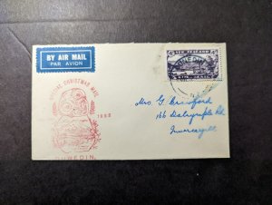 1932 New Zealand Special Christmas Eve Airmail Cover Dunedin to Invercargill