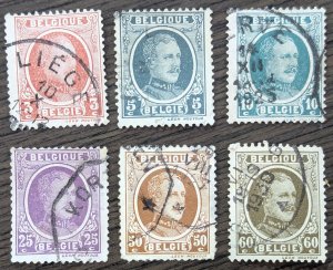 Belgium. Sc-146-148, -151, -157, and -158.  1922.  Past hinging visible on all.