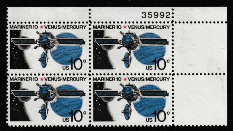 SC# 1557 - (10c) - Mariner 10, MNH plate block/4 UR # 35992