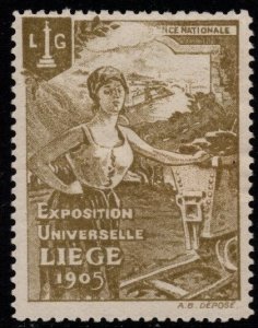 1905 Belgium Cinderella Poster Stamp Liege Universal Exposition Unused