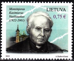 LITHUANIA 2022-06 Religion: Monsignor Kazimieras Vasiliauskas - 100, MNH