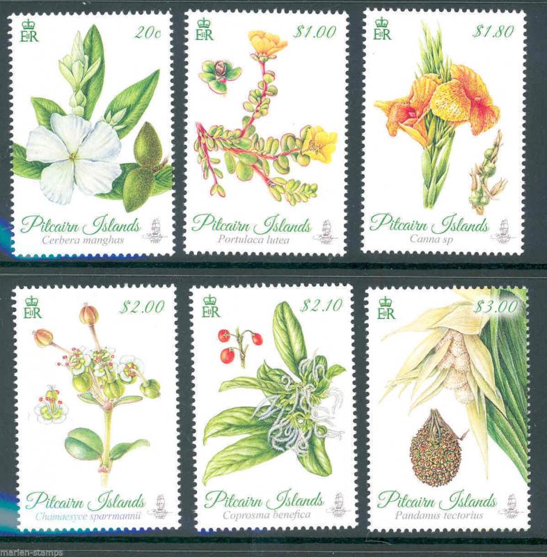 PITCAIRN ISLANDS 2014 FLOWERS SET (6) MINT NH 