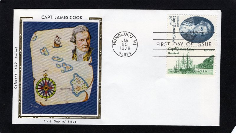 1732-1733 Capt. Cook, FDC pair Colorano Silk, Hawaii cancel