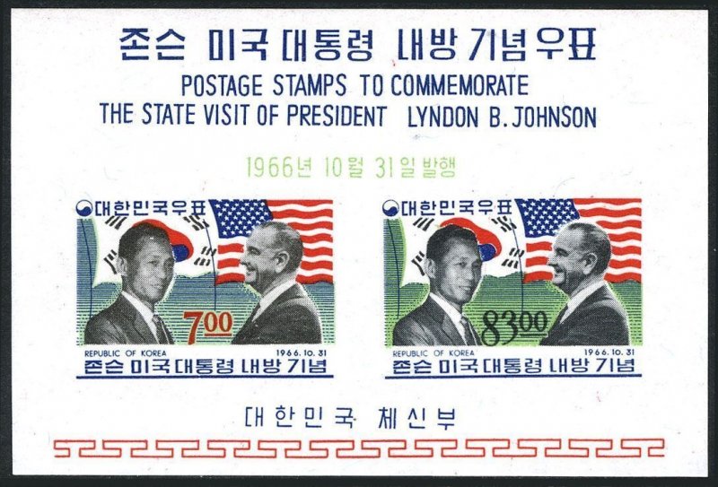 Korea South 544-545,545a,MNH.Mi 561-562,Bl.239. Lyndon Johnson & Pres.Park,1966.