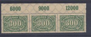 Germany, 201, Numerals Upper Margin Strip(3),**MNH**
