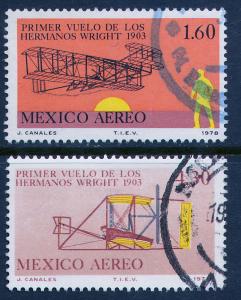 MEXICO C590-C591 75th Anniv 1st powered flight by Wright USED (821)