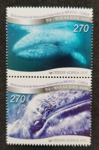 Korea Mexico Joint Issue Whale 2012 Marine Life 50th Diplomatic (stamp) MNH