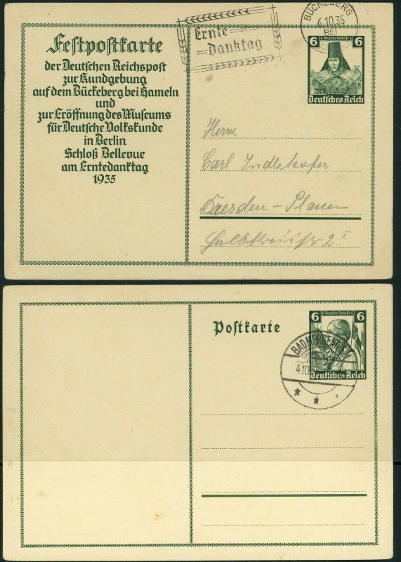 GERMANY Winterhilfe Fund Harvest Day Festival Postal Stamp Stationery Cards 1935