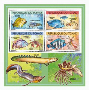 Chad 2012 Imperf. Fish and Shellfish 2012 Full No. 2523 A- 2526 A - BL. 407 - 410-