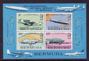Bermuda-Sc#321a-unused NH sheet-Planes-Aviation-1975-   