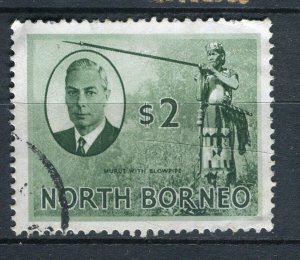 NORTH BORNEO; 1950s early GVI pictorial issue fine used $2 value