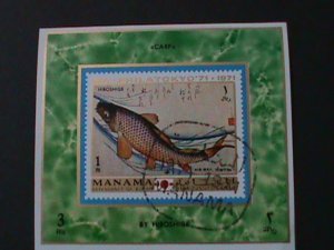 MANAMA-1971 CENTENARY OF PHILATOKYO'71-WORLD STAMP SHOW-CTO IMPERF-S/S VF-