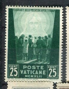 VATICAN; 1942 early Victims of War issue Mint hinged 25c. value