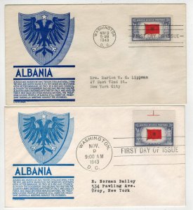 Patriotic 1943 Overrun Countries Anderson 918 SET OF 2 ALBANIA COLORS LIGHT/DARK