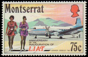 Montserrat #268-273, Complete Set(6), 1971, Aviation - Airplanes, Never Hinged