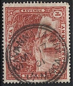 JAMAICA 1900  1d Llandovery Falls Used, Sc 31, VF, Savanna La Mar bullseye canc