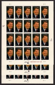 2005 Ronald Reagan 3 full sheets of 20 Sc 3897 PLATE POSITION stamp #18 types