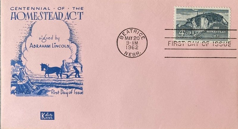 Kolor Kover 1198 Abraham Lincoln Signed the Homestead Act Beatrice Nebraska 