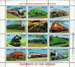 Sierra Leone 1995 - Railways of the World - Sheet of 12v - Scott 1851 - MNH