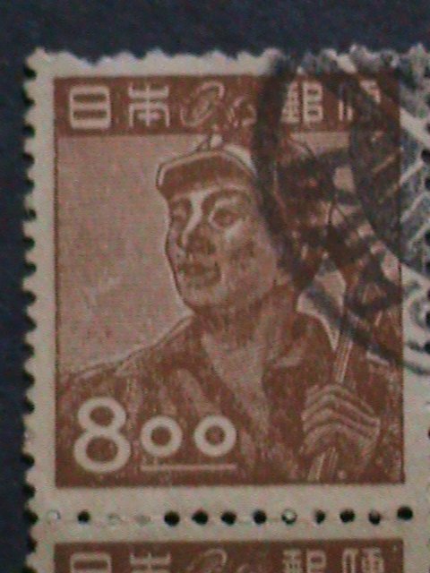 JAPAN-1948 SC# 430 OVER 74 YEARS OLD USED BLOCK-MINER-FANCY CANCEL-VERY FINE