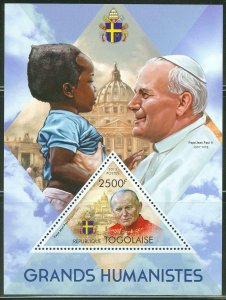 TOGO 2013  GREAT HUMANISTS POPE JOHN PAUL II  SOUVENIR SHEET MINT NH