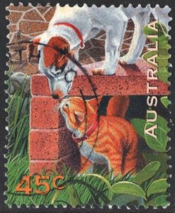 Australia SC#1560 45¢ Domestic Animals: Dog & Cat (1996) Used