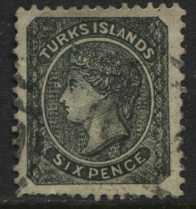 Turks Islands QV 1867 6d black FORGERY