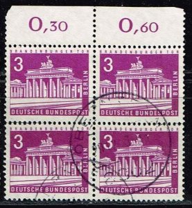 Germany 1963,Sc.#9N120 used block of 4, Brandenburg Gate