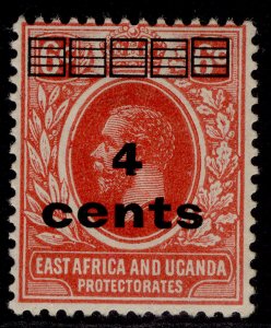 EAST AFRICA and UGANDA GV SG64, 4c on 6c scarlet, M MINT.