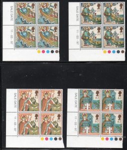 Great Britain Sc 1730-33 1997 Saints corner traffic light blocks of 4 mint NH