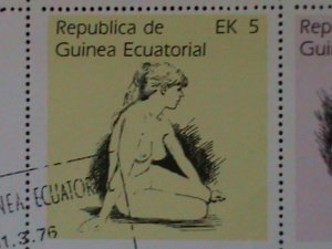 ​EQUARTORIAL GUINEA-1976-FAMOUS NUDE ARTS PAINTINGS-CTO IMPERF S/S VERY FINE