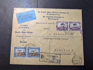 1932 Registered South West Africa Airmail Cover Windhoek to Hamburg Germany