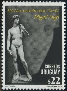 Uruguay #1897 David by Michelangelo 22p Postage Stamps Latin America 2001 MLH