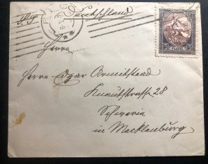 1920 Riga Latvia Cover To Macklanburg Germany Sc#73