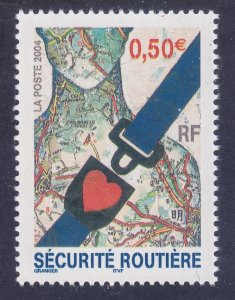 France 3011 MNH Road Safety - Fasten Seat Belt Road Map Heart Issue