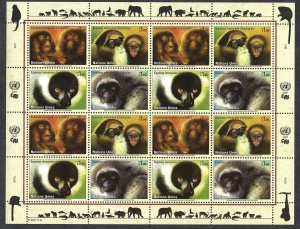 UN Geneva #465-468 1fr Endangered Species (2007). Full mini-sheet. MNH
